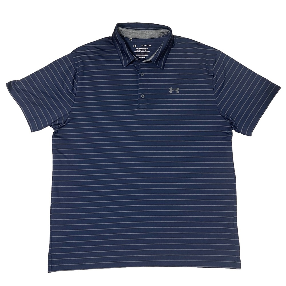 Under Armour Men’s XL Playoff Polo Blue Stripe HeatGear